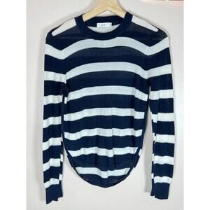 A.L.C. Womens Striped Sweater Small 100% Cotton Navy White Nautical Preppy